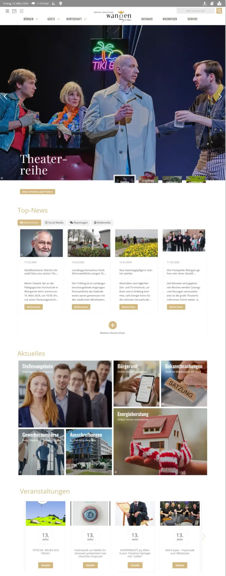 Webauftritt der Stadt Wangen - Link auf www.wangen.de